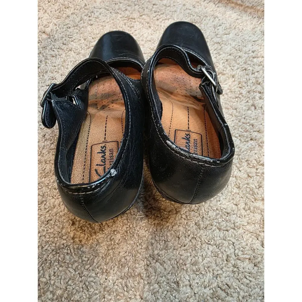 Clarks Artisan Black Double Straps Mary Janes Heel size‎ 7